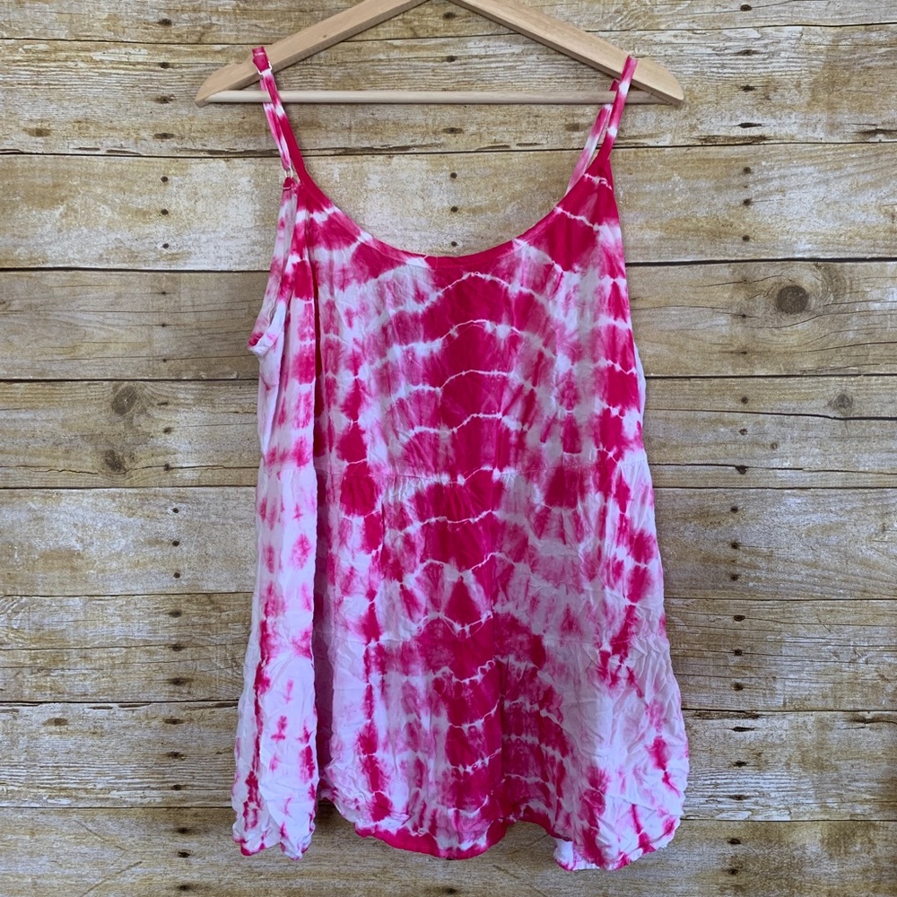 Torrid Pink White Tie Dye Peplum Tank Top Sz 0